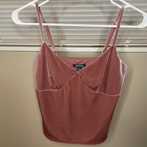 Pink velvet crop top